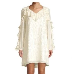 NWT LILLY PULITZER Size 12 Long Sleeve Belle Silk Dress in Coconut Fish Chiffon